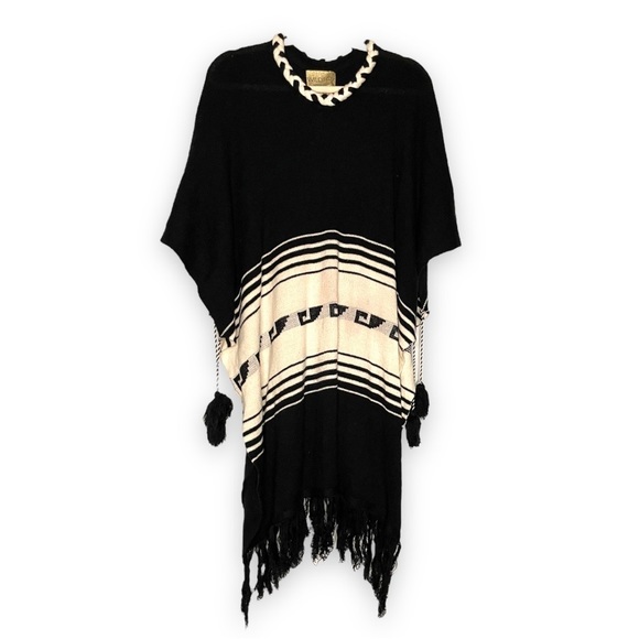 Wildfox White Label Frida Poncho Couture Sweater Woven Knit Cardi Ruana Oversize - Picture 3 of 8